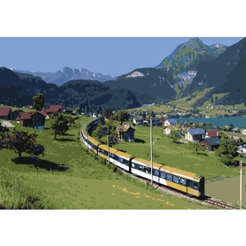 TQX-39 Car rental in Switzerland DIY Painting By Numbers Acrylic Paint On Linen Digital Painting Wall Art Picture