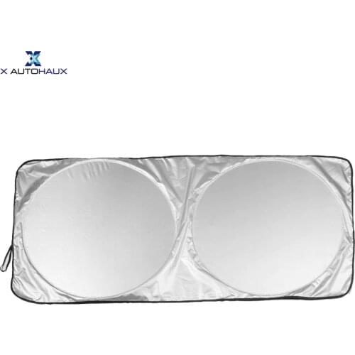 X Autohaux Silver Tone Car Auto Folding Front Rear Windshield Sunshade 150cm x 70cm Window Visor Sunshade