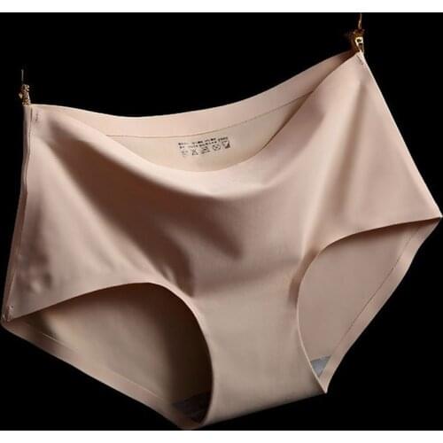 Women Seamless Panties Mid Waist Ice Silk Underwear Cotton Slim Sexy Lingerie Large Size Briefs Ladies Comfortable Underpants