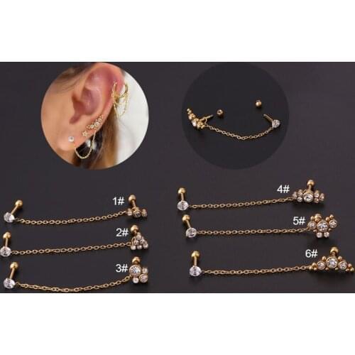 1PC 16g Stainless Steel Cz Double Hole Separable Ear Helix Lobe Piercing Stud Earring Back Srecw Back Stud for Women