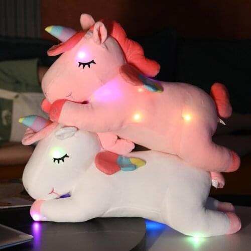 1pc 50cm Luminous Plush Unicorn Toys Colorful Glowing Animal Toys Pillow for Girl Kawaii LED Light Toy Soft Pillow for Baby