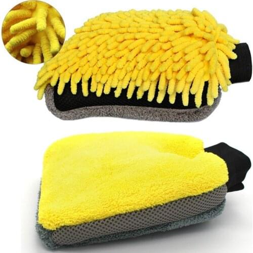 1Psc Double-sided Coral Cashmere Car Wash Glove Cleaning Mitt Short Wool Mitt Car Washing Brush Cloth Detergency Car Wash Glove