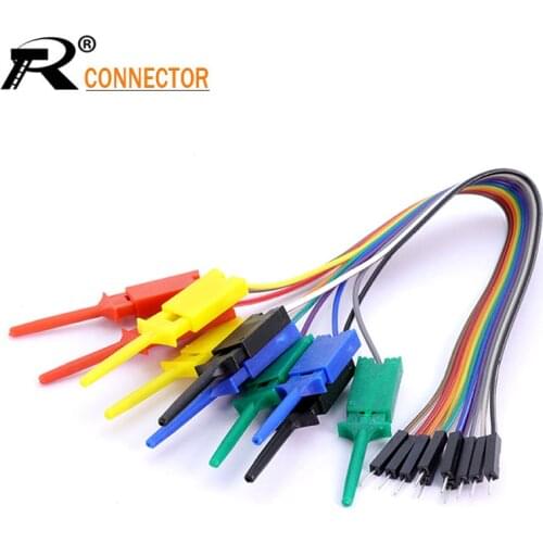 1set 25cm Length 10PIN High Efficiency Logic Analyzer Cable Gripper Probe Test Hook Clip Line Kit 5 Colors Mix