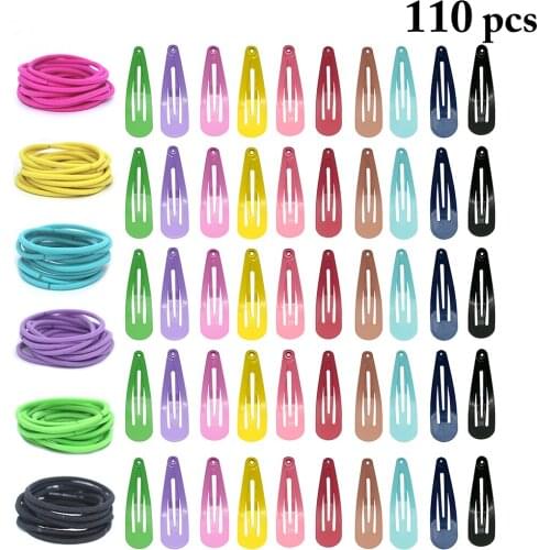 110pcs Hair Accessories Set Hair Clips Hairpins Girls Hairgrip Hair Hoop Rubberband Snap Barrettes Clip Scrunchies Hair Tie