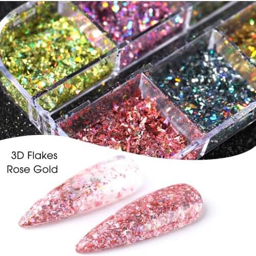 12 Grids Manicure Holographic Sparkly Glitter Powder Ultra-thin Irregular 3D Flakes Nail Art Decoration Sequins DIY