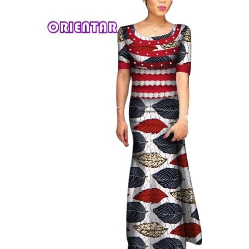 2020 African Maxi Dress Women Casual Short Sleeve O-neck Ankara Dress African Print Women Plus Size Dashiki Dresses WY8180
