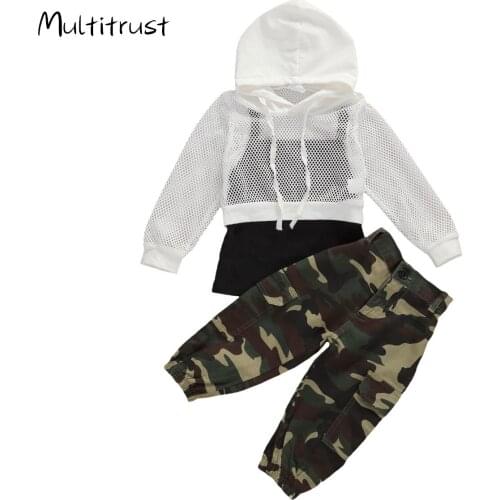 3Pcs/Set Toddler Baby Girl Mesh Coat Vest Halter Tube Crop Top Camouflage Cargo Pants Summer Clothes 1-6Y