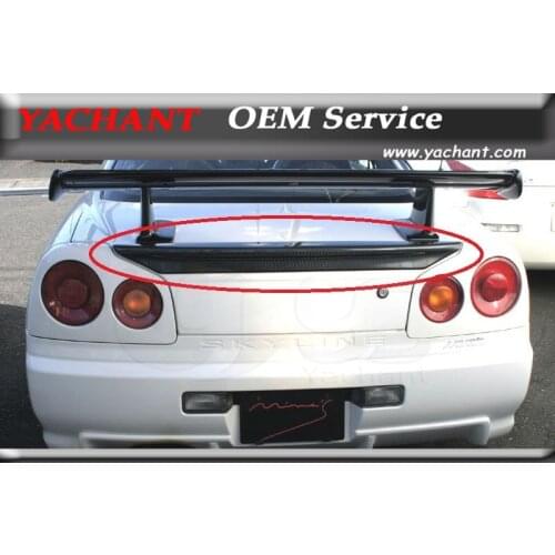 Car-Styling FRP Fiber Glass Rear Spoiler Fit For 1999-2002 Skyline R34 GTT GTR MNS Style Rear Trunk Spoiler Wing Ducktail