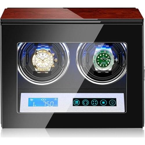 Automatic Watch Winders Box Carbon Fiber Watch Winder Rotator Luxury Rosewood Winding Touch Screen Display Storage Box LED Light