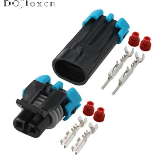 1/5/10/20/50 Sets 2 Pin Delphi Automotive Waterproof Connector Male Female Socket Plug For Temperature Sensor 12052641 12162000