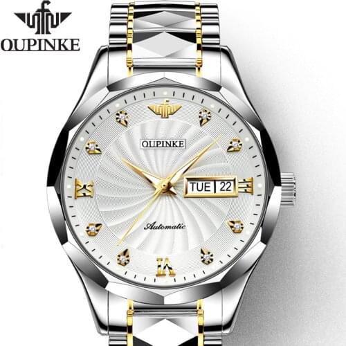 Swiss Brand OUPINKE Luxury Men Watches Automatic Watch Mens Tungsten Steel Waterproof 5ATM Business Mechanical Wristwatch 3169