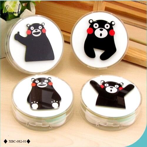 Lymouko New Design Lovely Cartoon Bear Round Portable with Mirror Contact Lens Case for Kit Holder Lenses Container Box