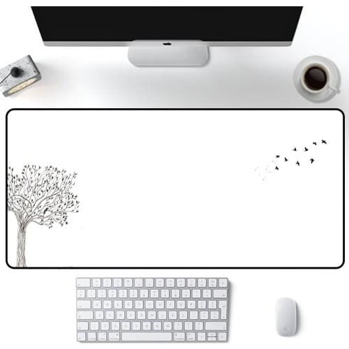 Trees bird Black and white Mouse Pad Large landscape Solid Color Pads landscape MousePad 900x400mm Gaming Accessories desk mat