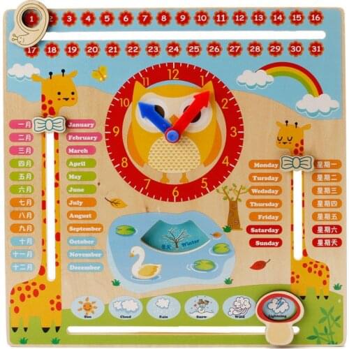 Wooden Digital Clock and Calendar for Kid Learning Clock Homeschool Supplies Educational Montessori Children Early Learning Aids