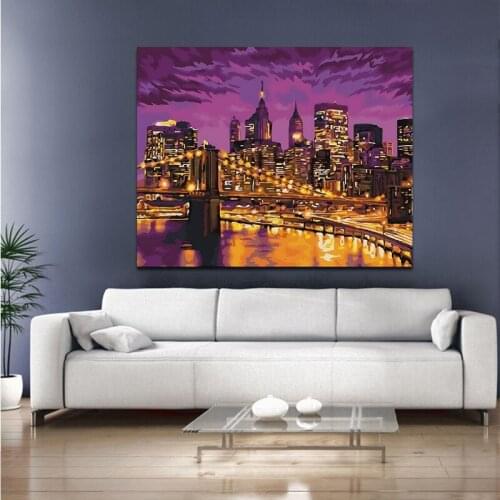 DIY colorings pictures by numbers with night scene illustrations picture drawing Relief painting by numbers framed Home