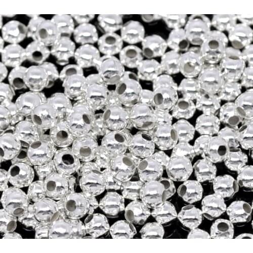 Doreen Box hot- 1000PCs Silver color Smooth Ball Spacers Beads 3mm Dia. (B01111)