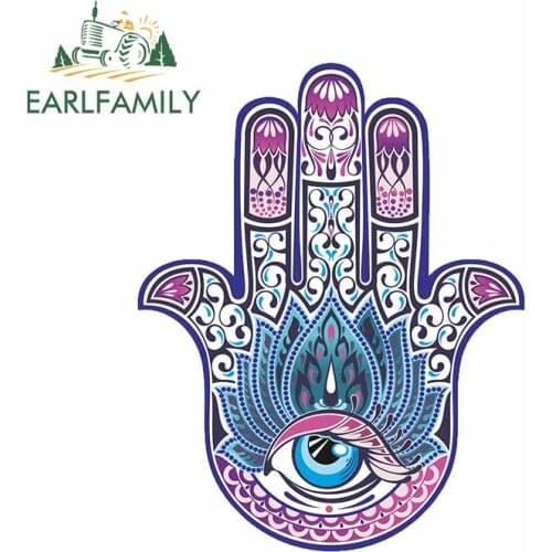 EARLFAMILY 13cm x 10.3cm For Hamsa Hand Sunscreen Fine Decal Personality Car Stickers Auto Air Conditioner Decoration