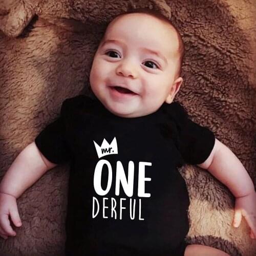 Mr Onederful First Birthday Baby Bodysuits Cotton Short Sleeve Baby Boys Girls Onesies Rompers Cute Birthday Outfits Baby Gift