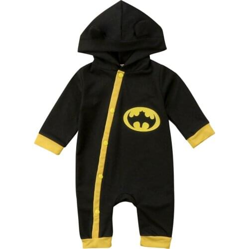 Newborn Baby Boys Infant Long Sleeve Character Romper Jumpsuit Hooded Clothes Outfits Size 0-24M