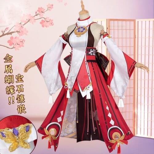 Anime Genshin Impact Yae Game Suit Gorgeous Kimono Lovely Uniform Role Play Cosplay Costume Halloween Women FreeShipping 2021New