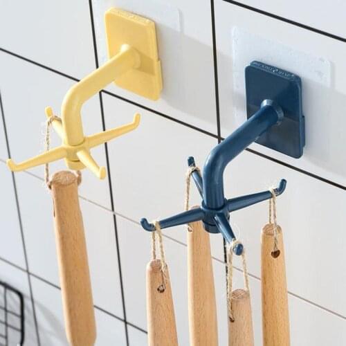 Kitchen Storage Rotating Hooks for Hanging Free Punching Seamless Plastic Multi Strong Suction Hook Home Accessories