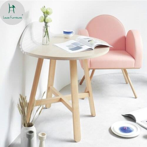 Louis Fashion Small Round Table Folding Coffee Round Designer Solid Wood Creative Retrac Office Furniture