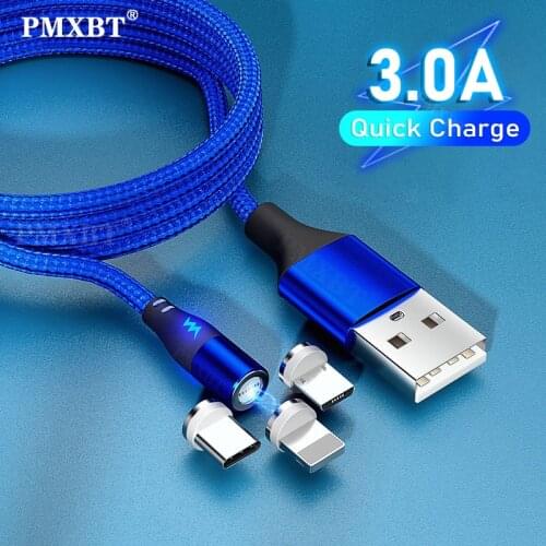 LED Magnetic USB Cable Fast Charging Type C Cable Magnet Charger Data Charge Micro USB Cable Mobile Phone USB Cord For Iphone 12