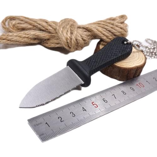 Small Necklace Fixed Blade Knife Survival Pocket Tactical Knife Stainless Steel Hunting Camping Straight Knives EDC Outdoor Tool