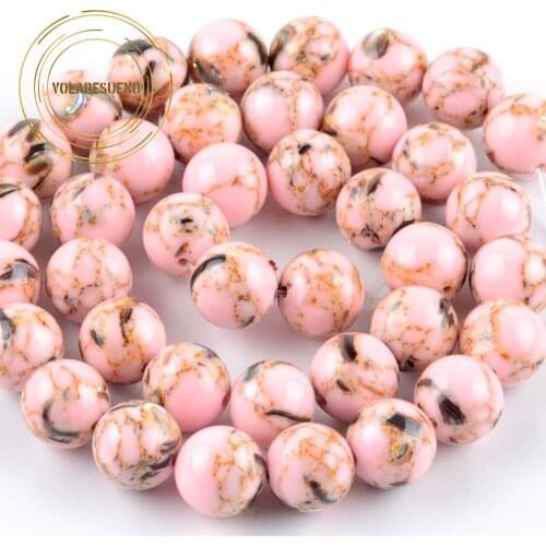 Natural Light Pink Shell Howlite Turquoises Beads Round Loose Spacer Beads For Jewelry Making Diy Bracelet 4/6/8/10/12mm 15