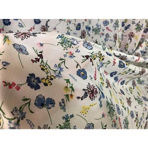 New floral print silk fabric small fresh and beautiful wind dress 100% silk fabric
