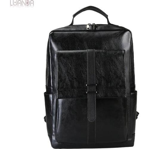 NEW 2020 mens male student PU Leather Women Teenager high quality Fashion Simple Couples preppy Unisex Backpacks for men