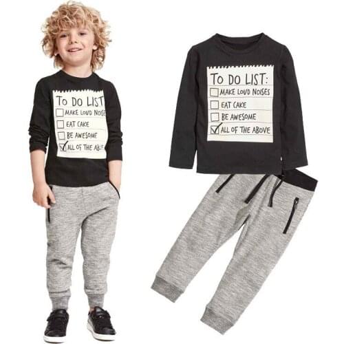 New Autumn Spring boys girls Cotton Clothing Sets Words on T-Shirt + Pants Sets children sport Suit 3-8 years