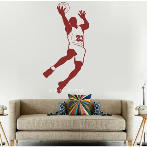 Personalized Basketball Wall Stickers for Boys Room Art Sport Wallpapers Basketball Decal Custom Color Affordable Beautiful Z225