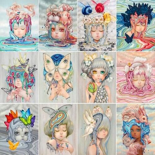 Full Square 5D DIY Diamond Painting Cartoon Girl Art Fantasy Character Mosaic Embroidery Cross Stitch Kit Home Decoration Gift