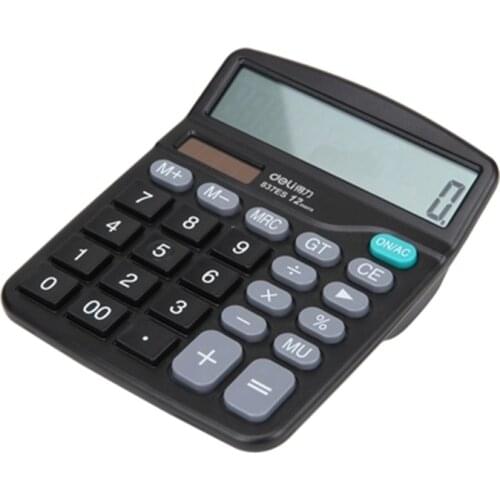 Deli 837ES 12 digits portable calculator solar & AAA battery dual power office commercial desk calculator