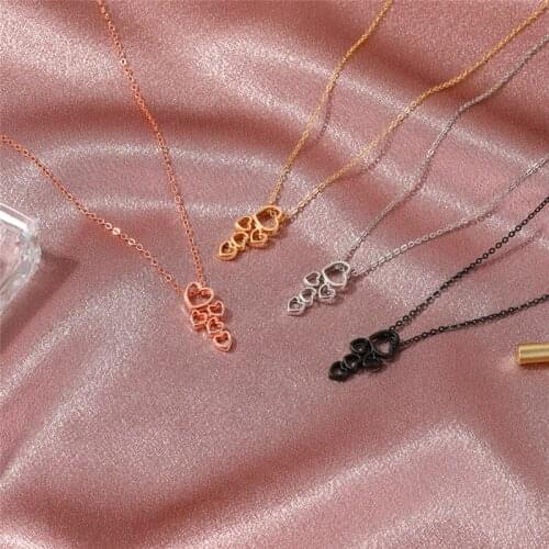 Simple Hollow Out Heart-shaped Pendant Necklace Fashion Womens 4-Color Clavicle Chain Jewelry Romantic Valentines Day Gift