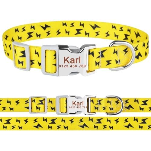 AiruiDog Adjustable Personalized Dog Collar Puppy Dogs Name ID Tag Custom Engraved S-L