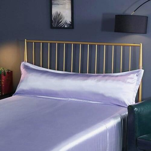 Romantic Double Pillowcase Summer Smooth Emulation Silk Satin Long Pillow Cover Simple Solid Color Body Sleeping Pillow Case