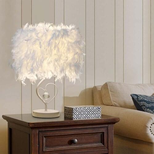 Modern Desk Lamp Bedside Reading Sitting Room Heart Shape Feather Crystal Table Light Bedroom desktop lamp light table lamp