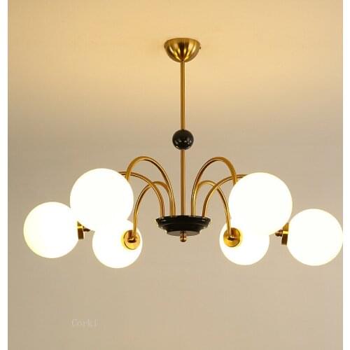 Modern Glass LED Chandelier Lighting Nordic Living Room Glass BaLL Hanging lamp Gold/Chrome Lamp Luster Suspension Luminaire