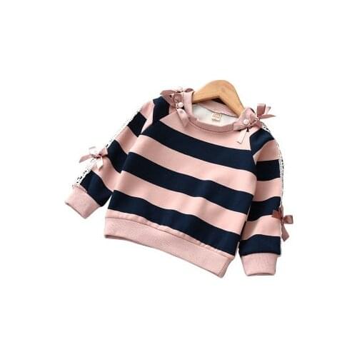 Baby Girls Sweatshirt Kids Long Sleeve Tops Clothes Toddler Girls Cotton Tshirt 2018 Autumn Winter New Children Bow Clothing