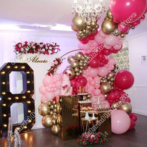 293pcs Rose Red Latex Balloon Arch Kit Maca Pink Gold Garland Birthday Party Background Baby Shower Event Celebration Decoration