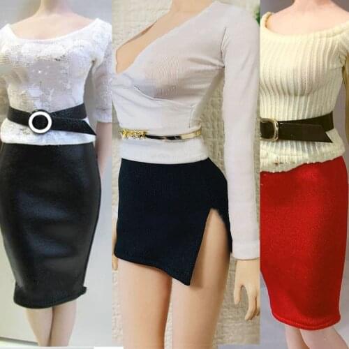 1/6 Sexy Female Figure Accessory Business Clothes Tight-Fitting Hip Skirt Deep V Long-sleeved Professional Slit Short Skirt