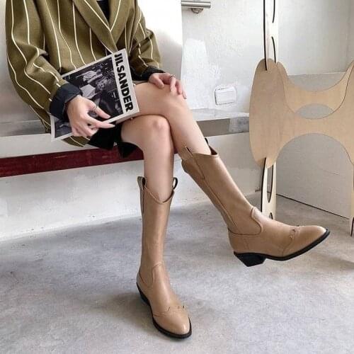 Large Size Womens Boots 43 2021 Pointed Knight Boots Autumn Size 43 Womens Platform Heels Shoes Fashion Thigh High Flat Boots