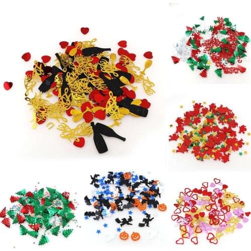 15g Mix Size Mix Color Christmas Snowflake Tree Santa Claus Confetti Tinfoil Sequins Christmas Gift Table Decorations