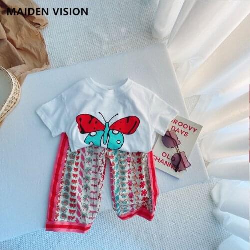 Toddler Girls Clothes Sets Summer butterfly T-shirt+Wide leg pants 2pcs Suits Outfit Girl Tracksuit Set Children Clothing 1- 6y