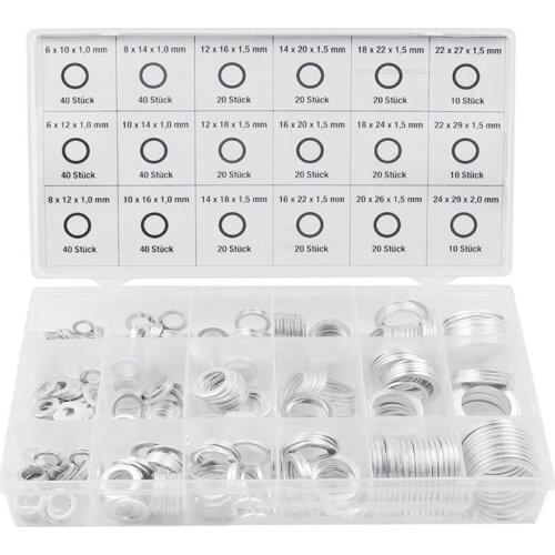 450 Pcs Boxed High Temperature Resistant Aluminum Washer Combination Aluminum Gasket Sealing Washer