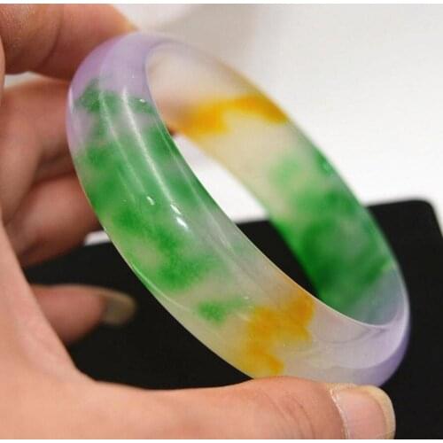 57-62MM Chinese Natural Nephrite Lavender Green Jade Gems Bangle Bracelet AAA