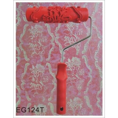 7" Flower Pattern Rubber Roller Embossed Texture Pattern Paint Roller Home Decoration Paint Brush Background Wall Tool 7 Inch