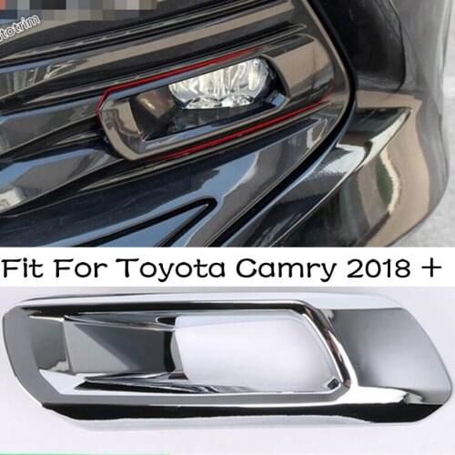 Lapetus Accessories Exterior Front Face Fog Lights Lamp Frame Cover Trim 2 Piece / Set Fit For Toyota Camry 2018 - 2021 ABS